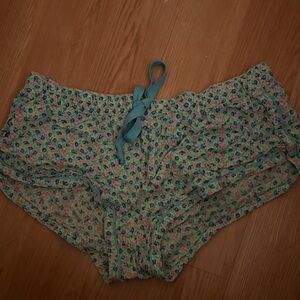 Aerie Floral Print PJ Shorts with Blue Accents